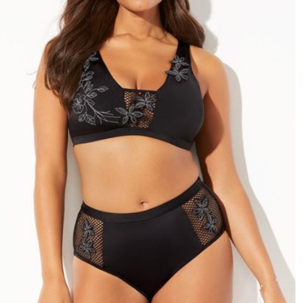 Ashley Graham Embrace Mesh 2Pc Bikini Set 22 24